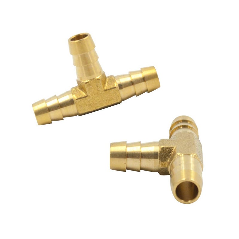 Legines 1/8" Hose Barb Tee, 1/8 x 1/8 x 1/8 inch Brass Barbed T Fitting, 3 Ways Hoses Connector, 2 pcs - Image 1